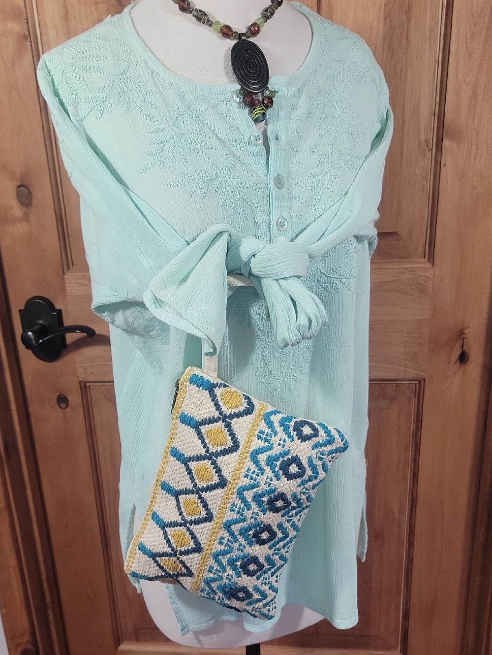 Boho Embroidered Clutch or Cosmetic Bag